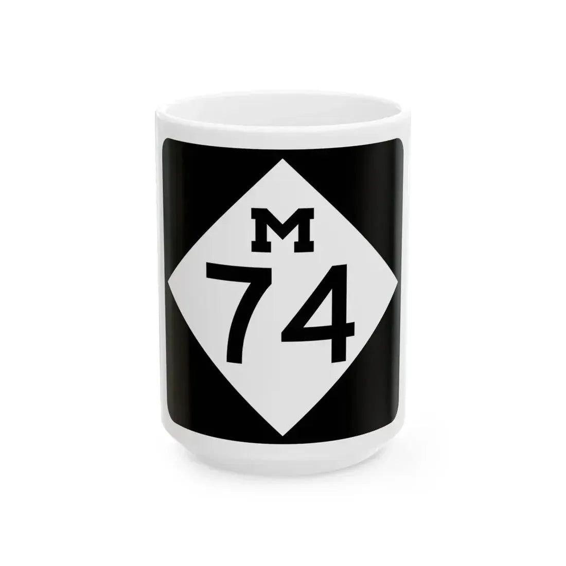 M-74 (Michigan) (Road Sign) White Coffee Mug 15oz - Go Mug Yourself