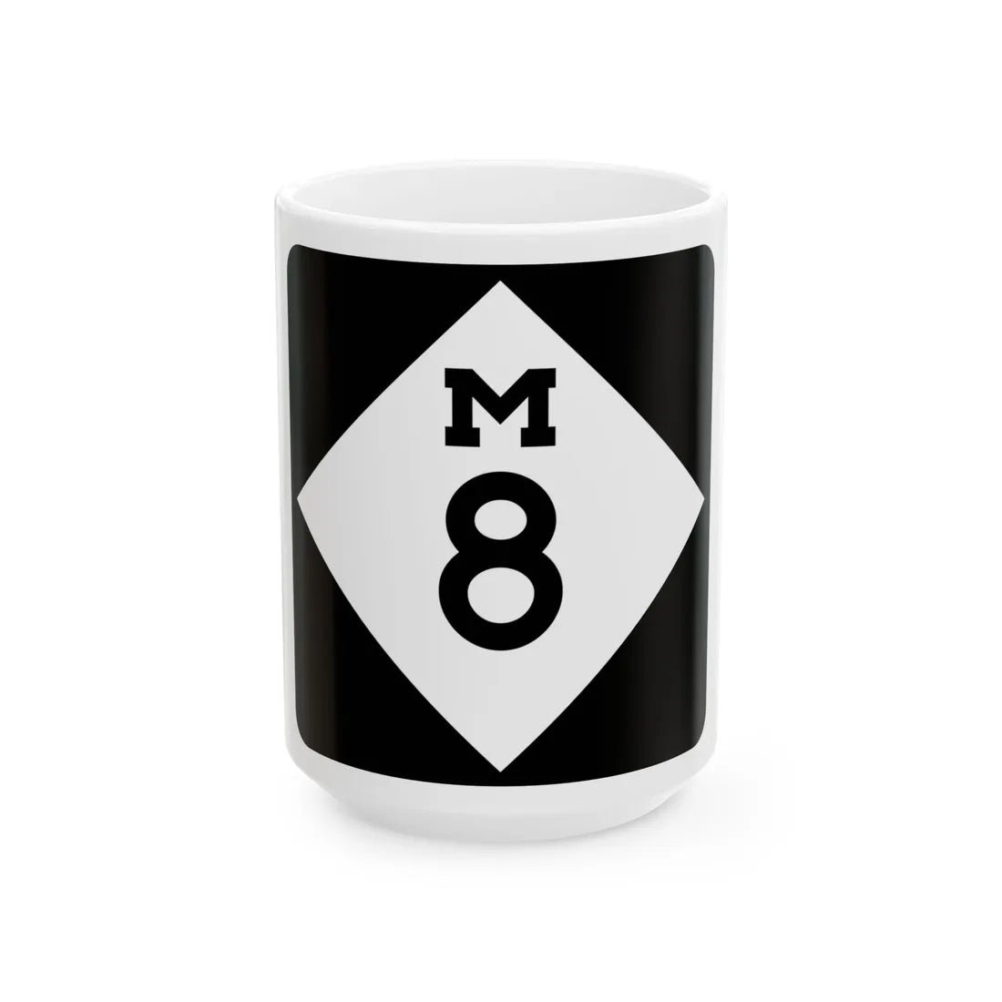 M-8 (Michigan) (Road Sign) White Coffee Mug 15oz - Go Mug Yourself