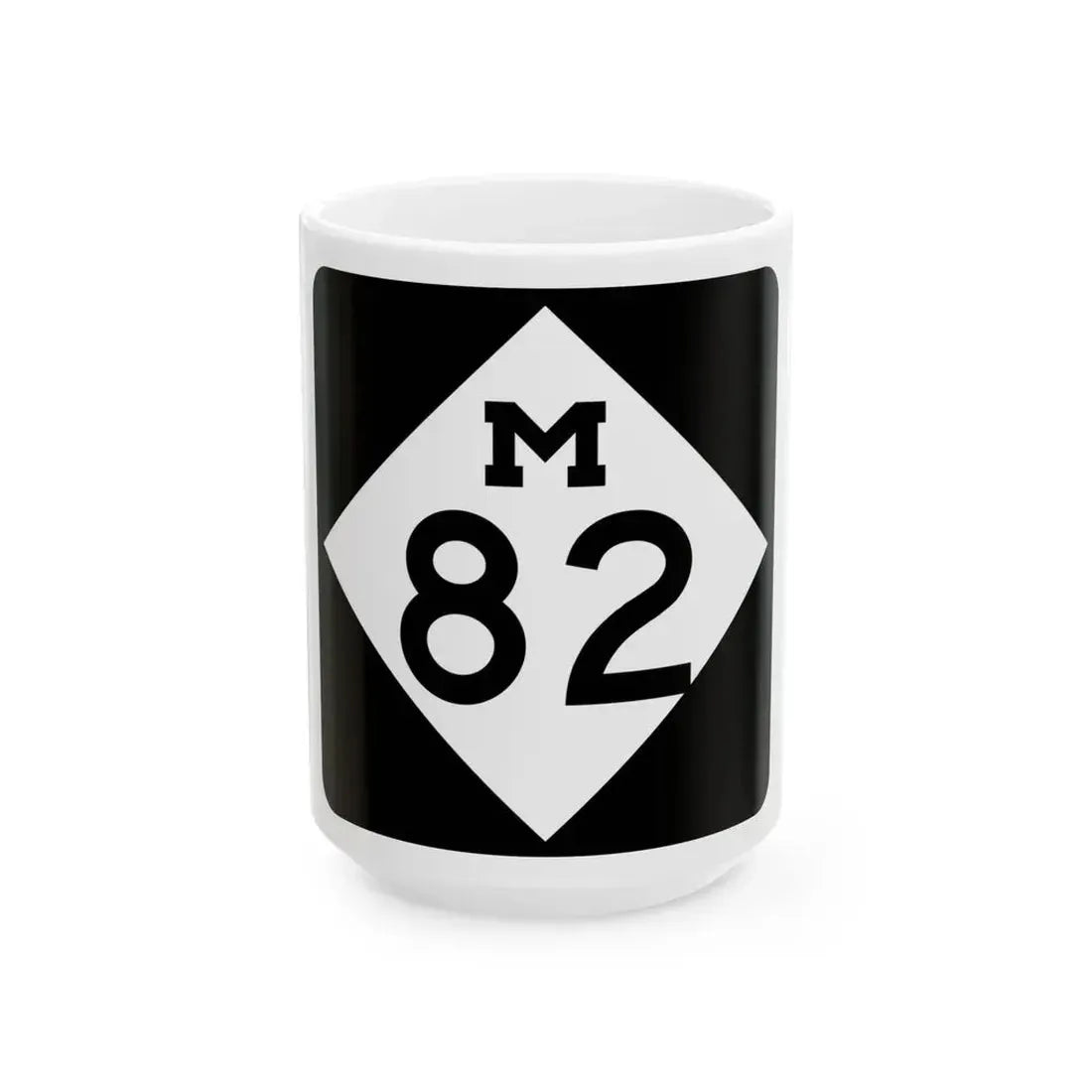 M-82 (Michigan) (Road Sign) White Coffee Mug 15oz - Go Mug Yourself