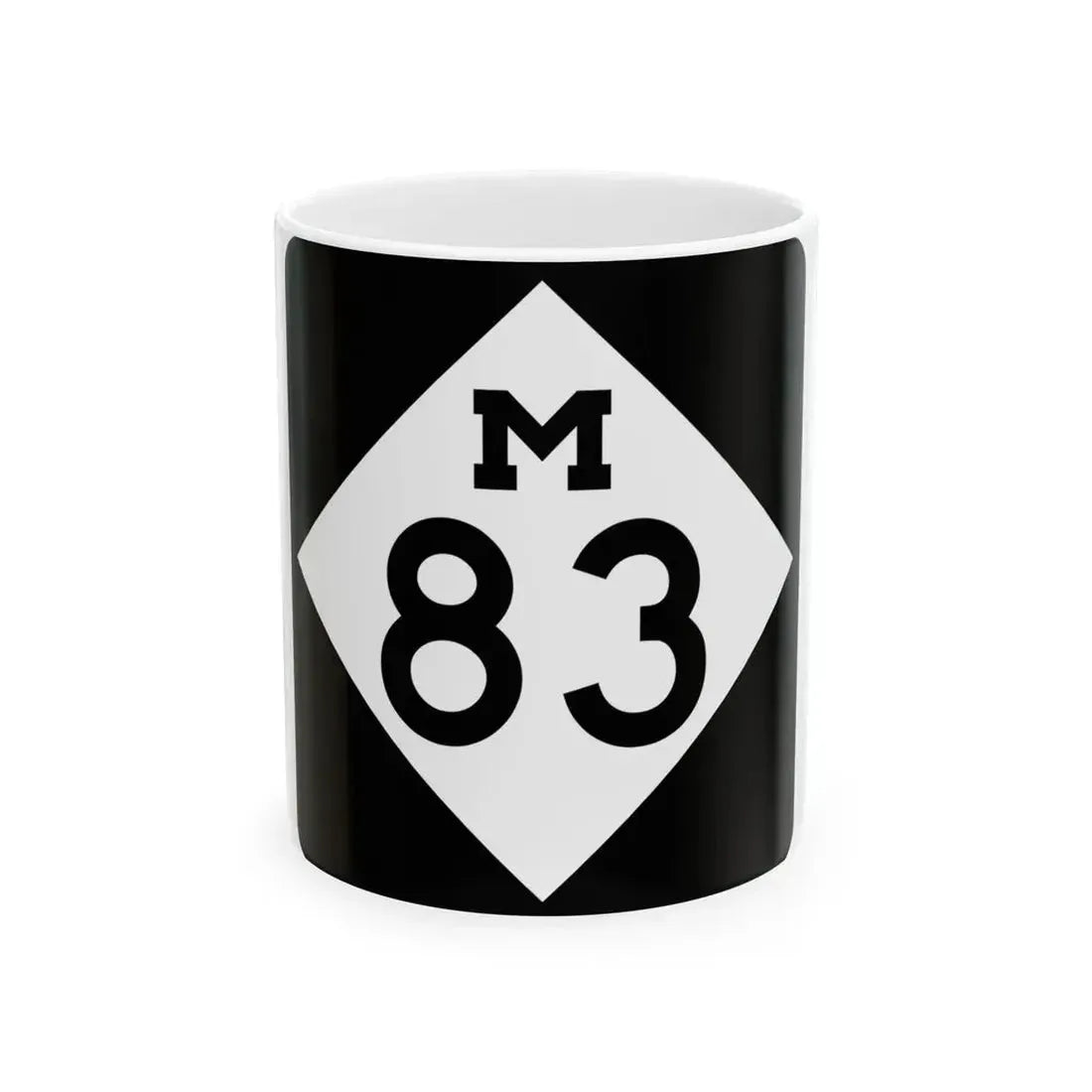 M-83 (Michigan) (Road Sign) White Coffee Mug 11oz - Go Mug Yourself