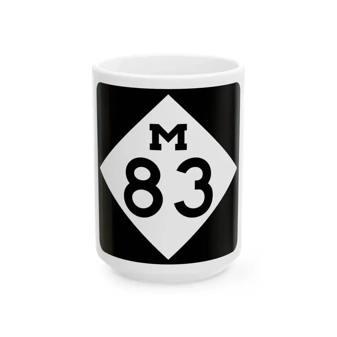 M-83 (Michigan) (Road Sign) White Coffee Mug 15oz - Go Mug Yourself