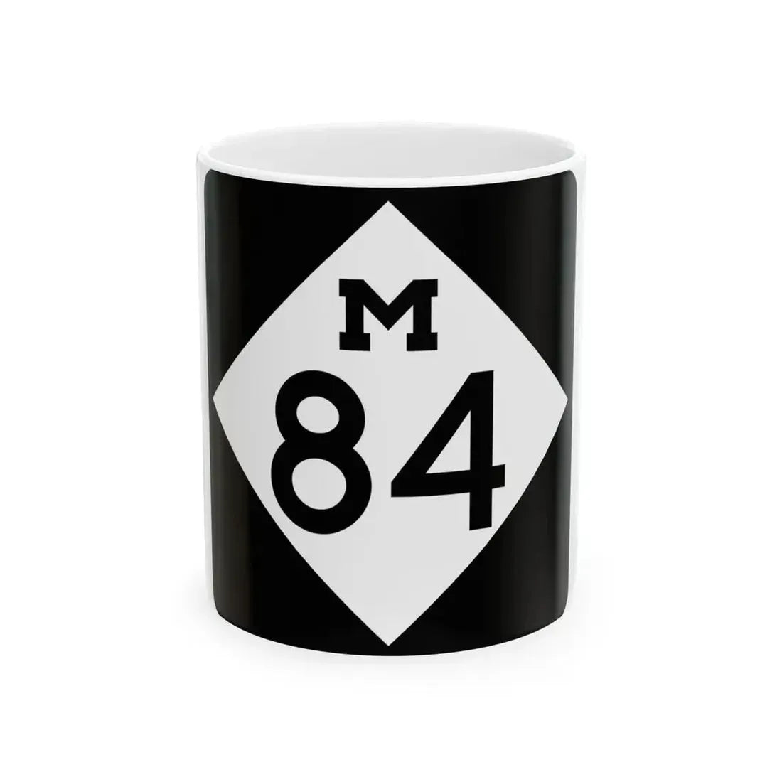M-84 (Michigan) (Road Sign) White Coffee Mug 11oz - Go Mug Yourself