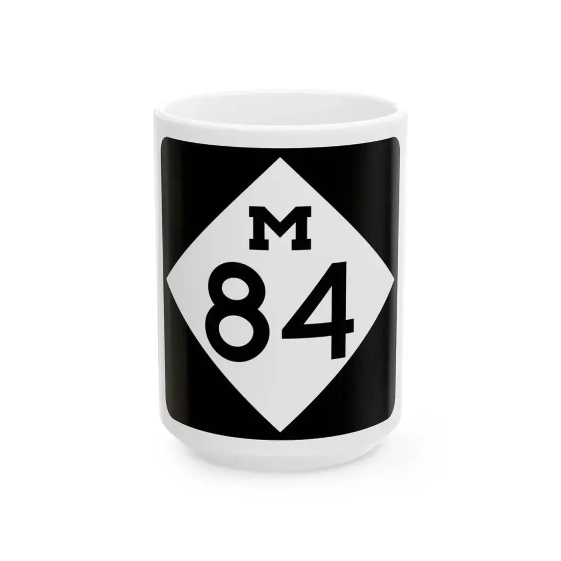 M-84 (Michigan) (Road Sign) White Coffee Mug 15oz - Go Mug Yourself