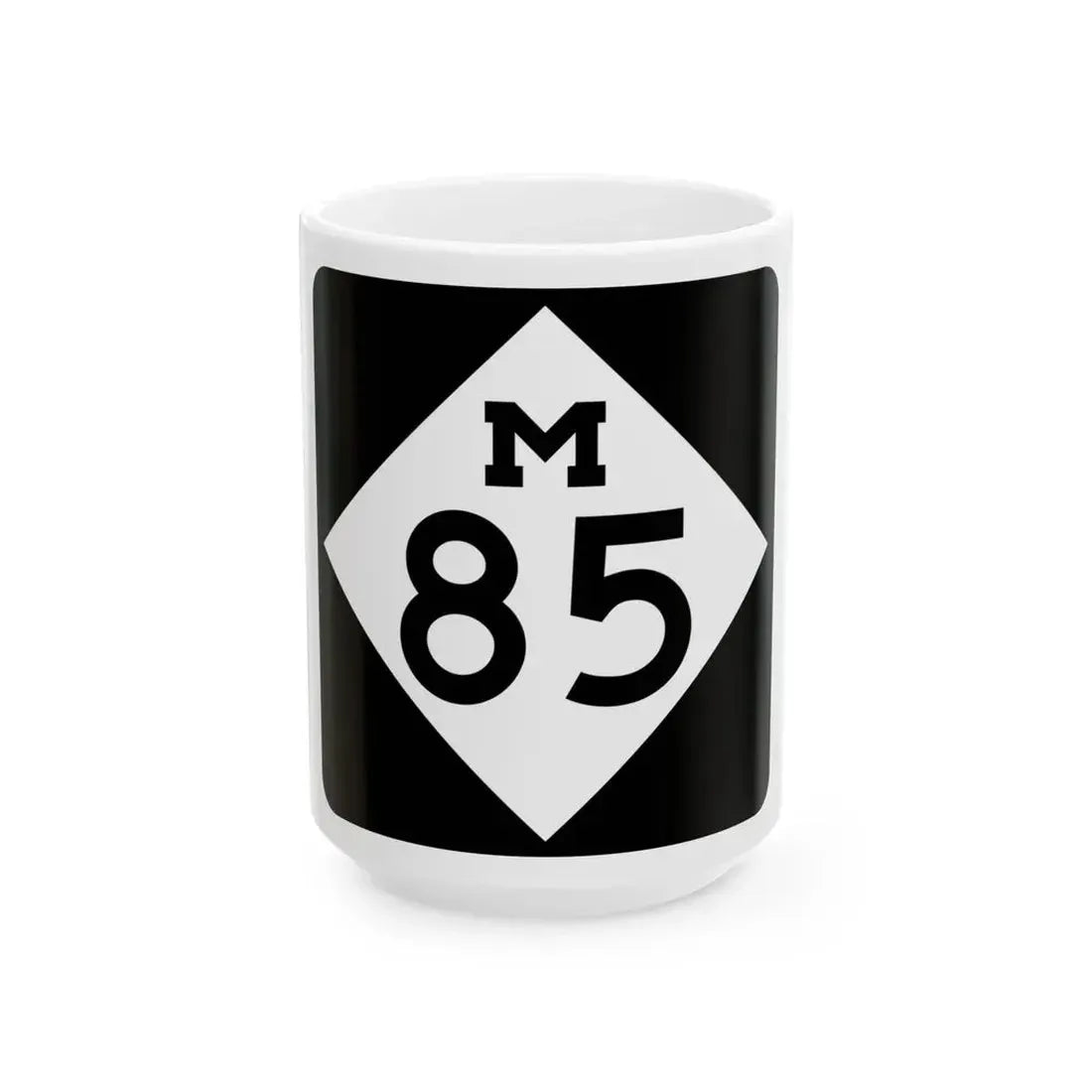 M-85 (Michigan) (Road Sign) White Coffee Mug 15oz - Go Mug Yourself