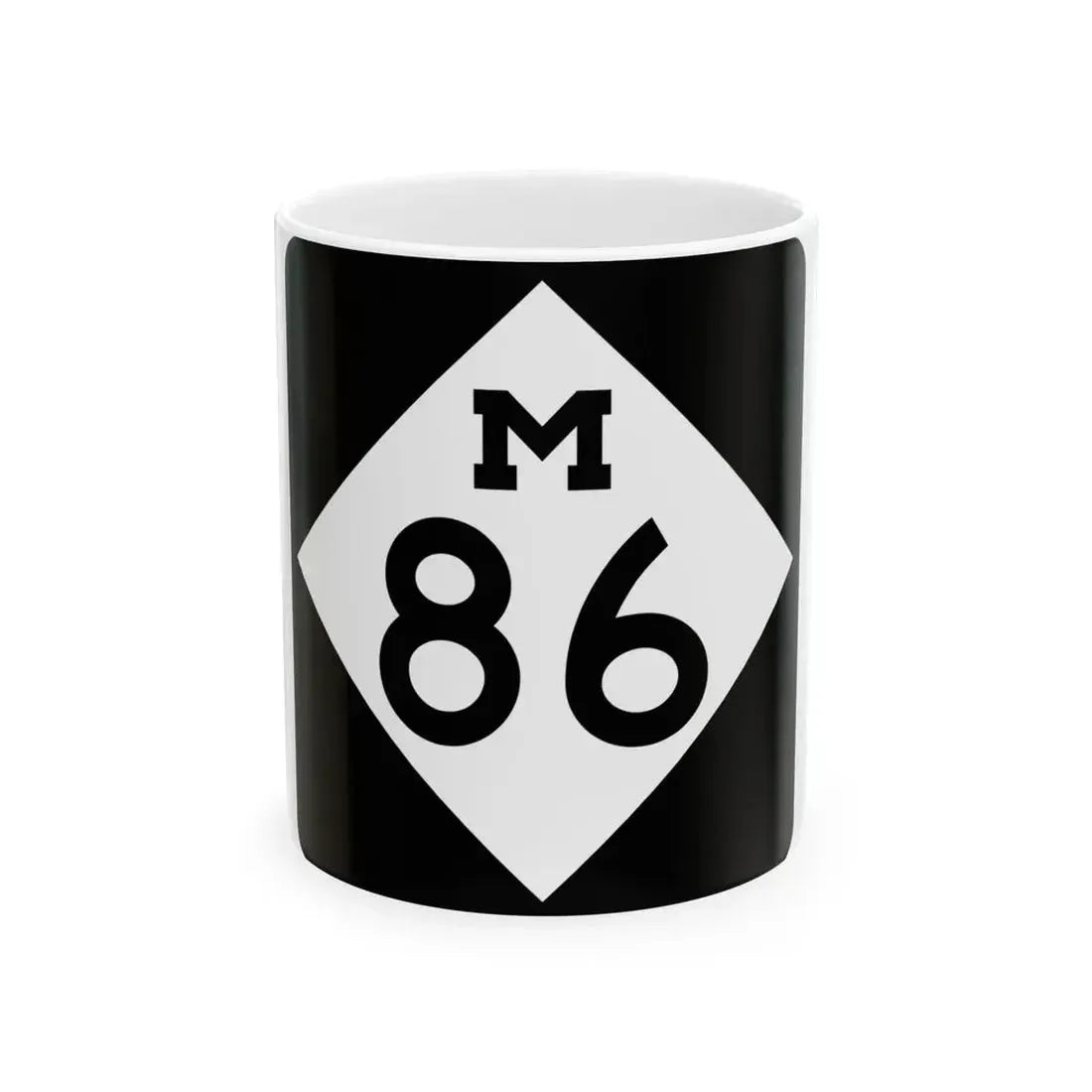 M-86 (Michigan) (Road Sign) White Coffee Mug 11oz - Go Mug Yourself