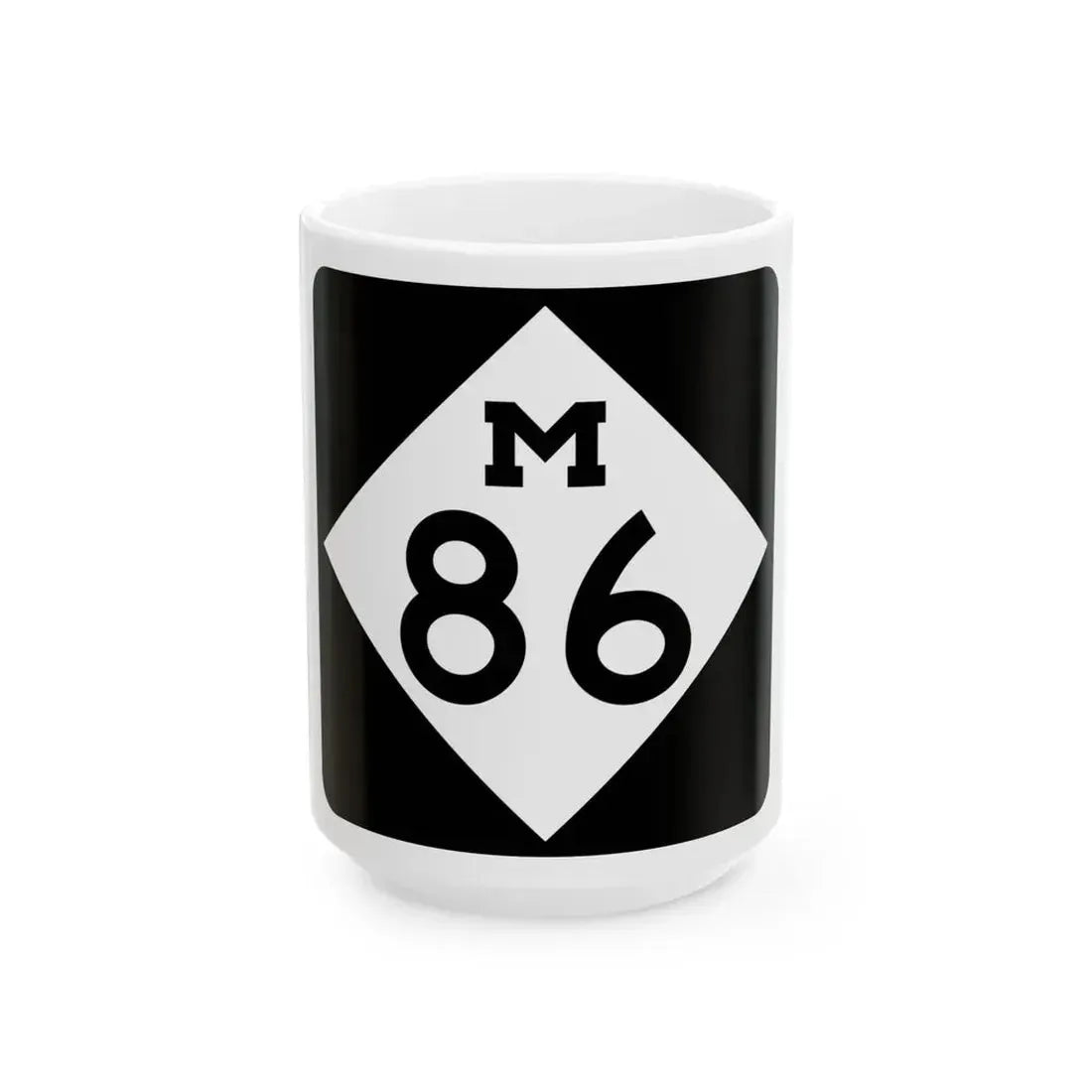 M-86 (Michigan) (Road Sign) White Coffee Mug 15oz - Go Mug Yourself