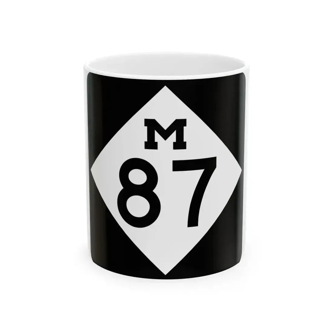 M-87 (Michigan) (Road Sign) White Coffee Mug 11oz - Go Mug Yourself