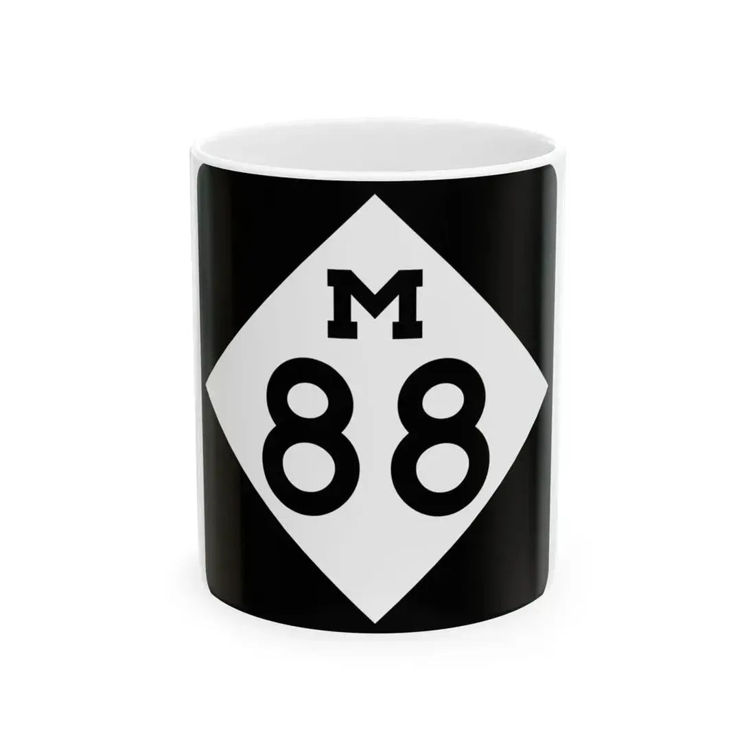 M-88 (Michigan) (Road Sign) White Coffee Mug 11oz - Go Mug Yourself