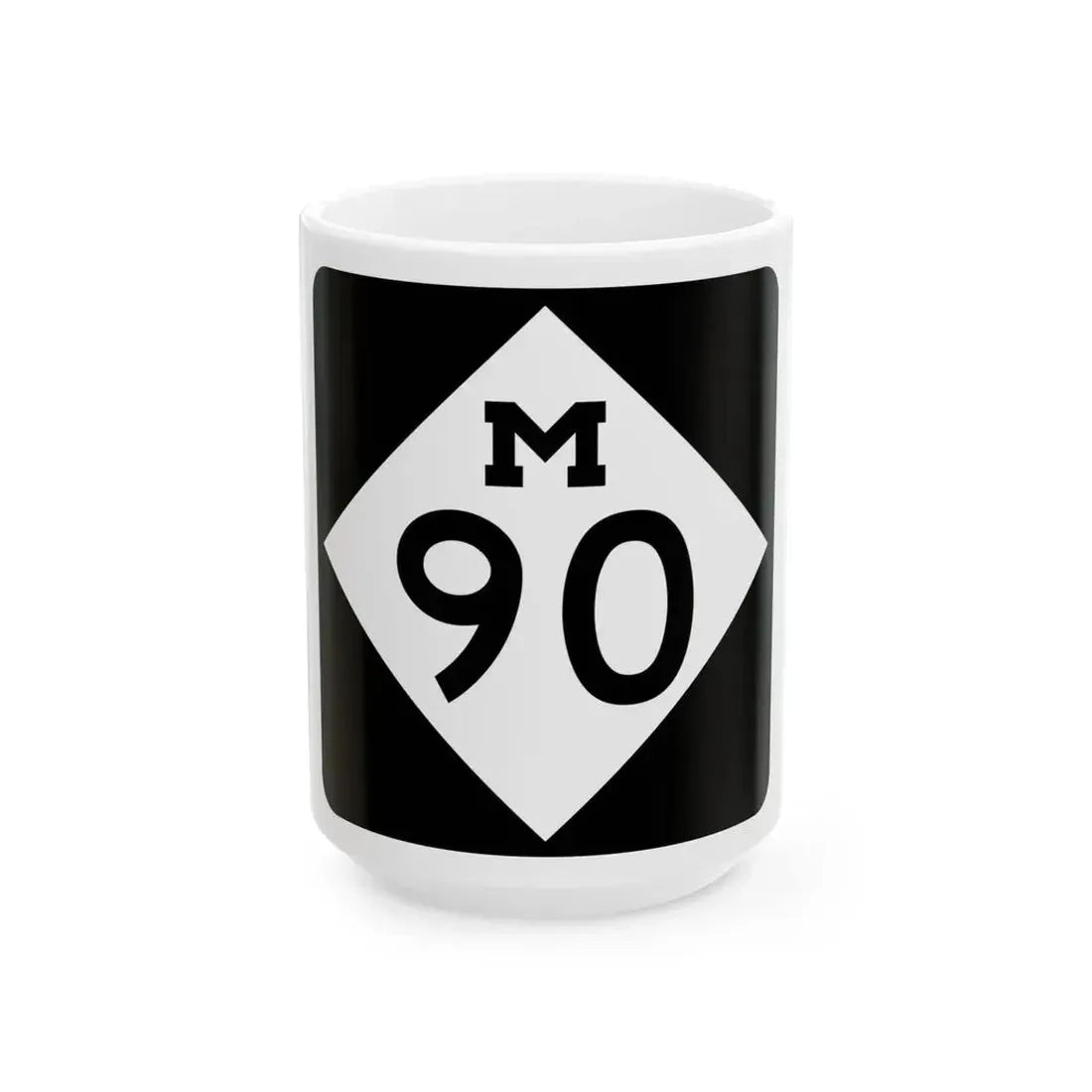 M-90 (Michigan) (Road Sign) White Coffee Mug 15oz - Go Mug Yourself