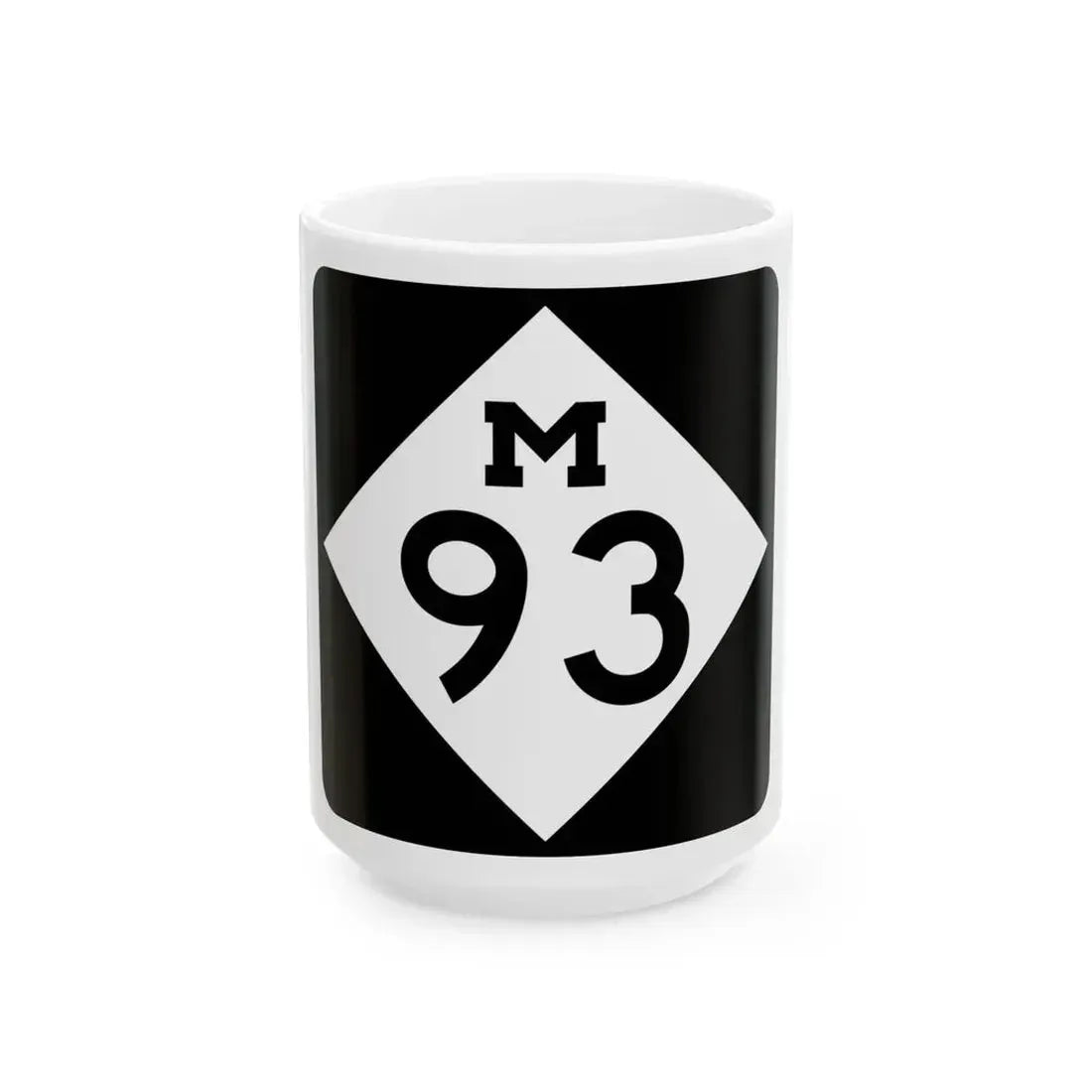 M-93 (Michigan) (Road Sign) White Coffee Mug 15oz - Go Mug Yourself