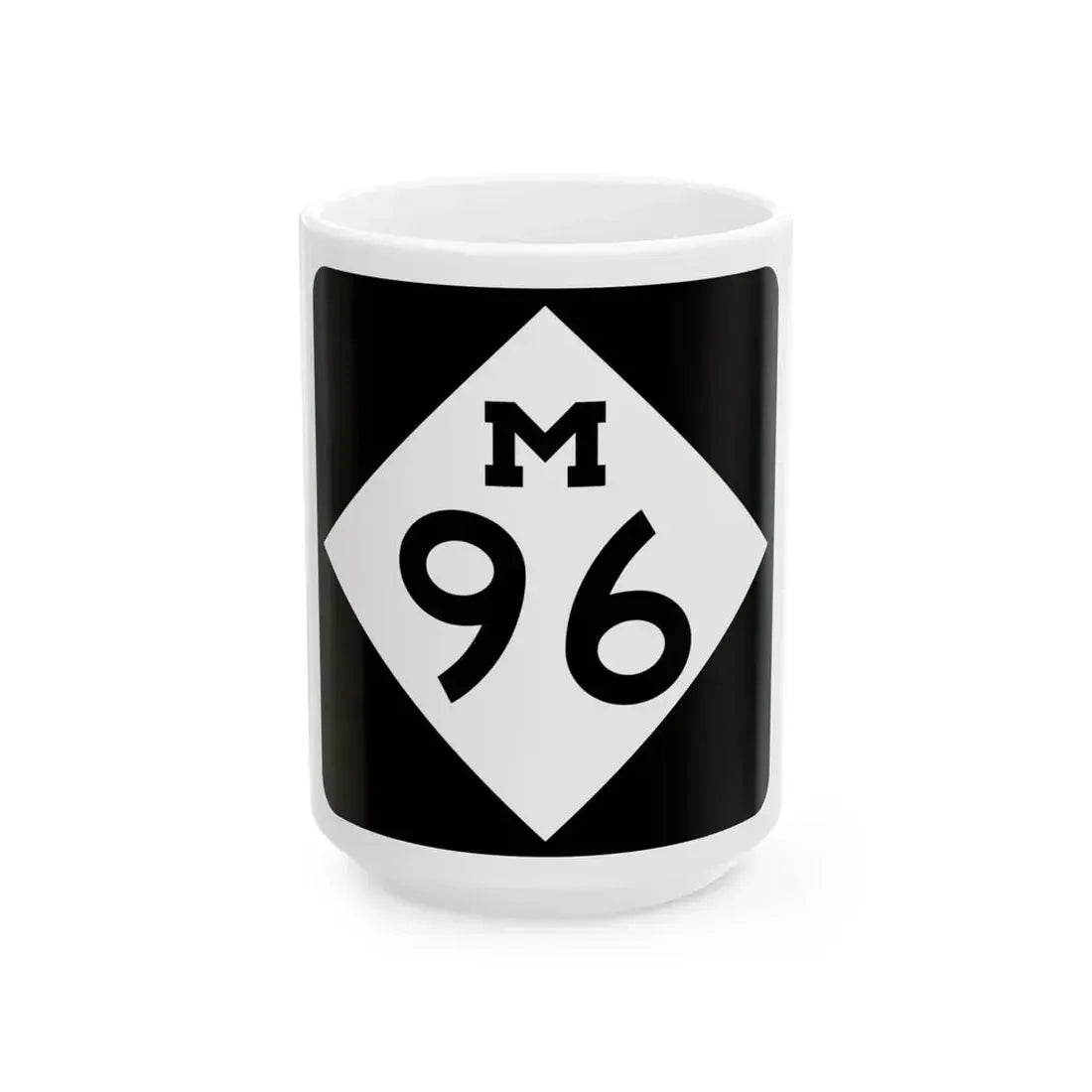 M-96 (Michigan) (Road Sign) White Coffee Mug 15oz - Go Mug Yourself
