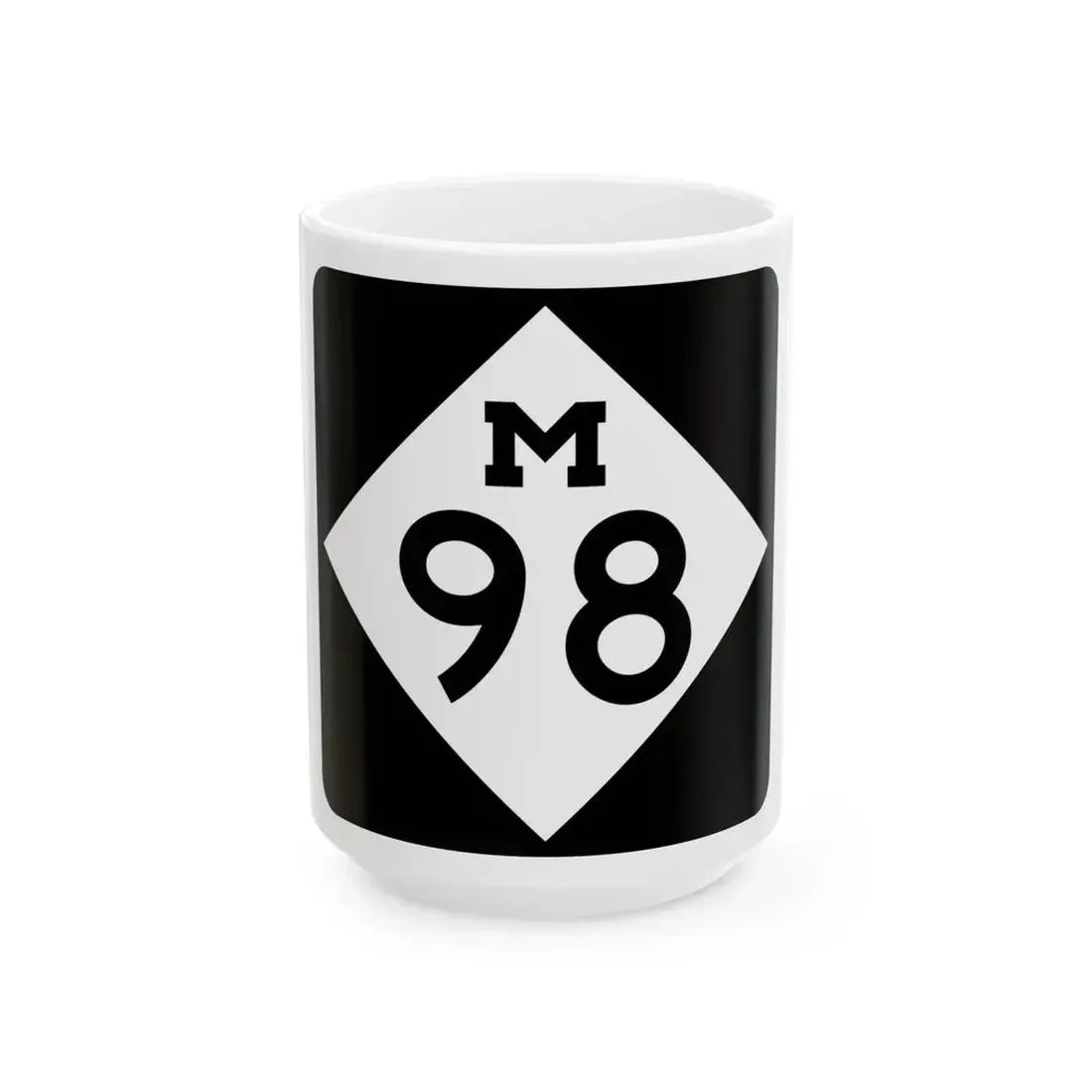 M-98 (Michigan) (Road Sign) White Coffee Mug 15oz - Go Mug Yourself