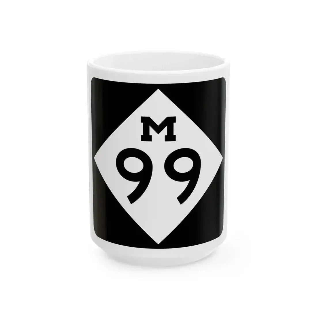 M-99 (Michigan) (Road Sign) White Coffee Mug 15oz - Go Mug Yourself
