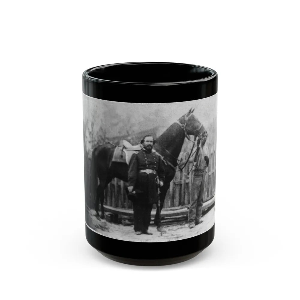 M. Miller, Colonel, 18th Mo. Infantry, Full-Length Portrait, Facing Right, Standing Before Horse Held By African-American Man (U.S. Civil War) Black Coffee Mug-15oz-Go Mug Yourself
