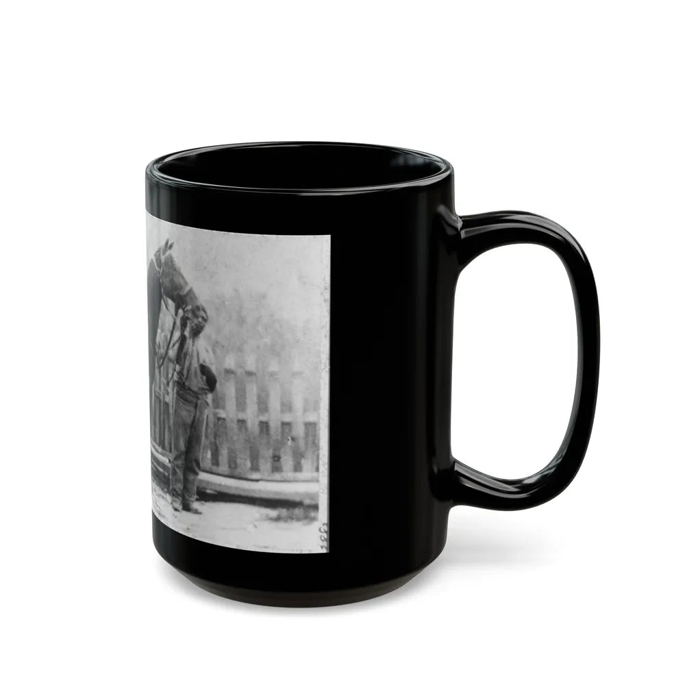 M. Miller, Colonel, 18th Mo. Infantry, Full-Length Portrait, Facing Right, Standing Before Horse Held By African-American Man (U.S. Civil War) Black Coffee Mug-Go Mug Yourself