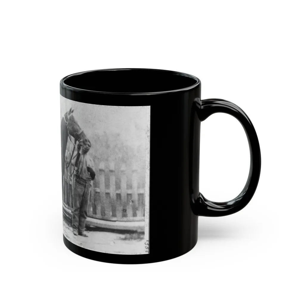 M. Miller, Colonel, 18th Mo. Infantry, Full-Length Portrait, Facing Right, Standing Before Horse Held By African-American Man (U.S. Civil War) Black Coffee Mug-Go Mug Yourself