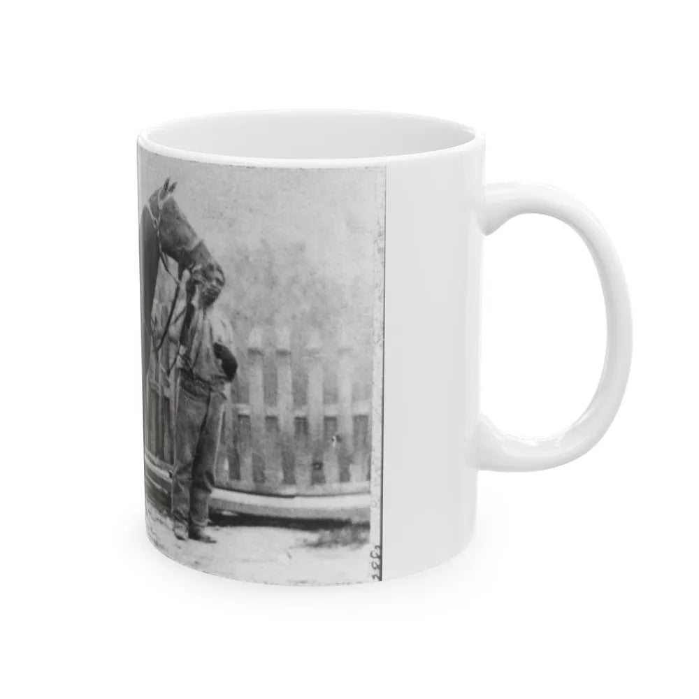 M. Miller, Colonel, 18th Mo. Infantry, Full-Length Portrait, Facing Right, Standing Before Horse Held By African-American Man (U.S. Civil War) White Coffee Mug-Go Mug Yourself