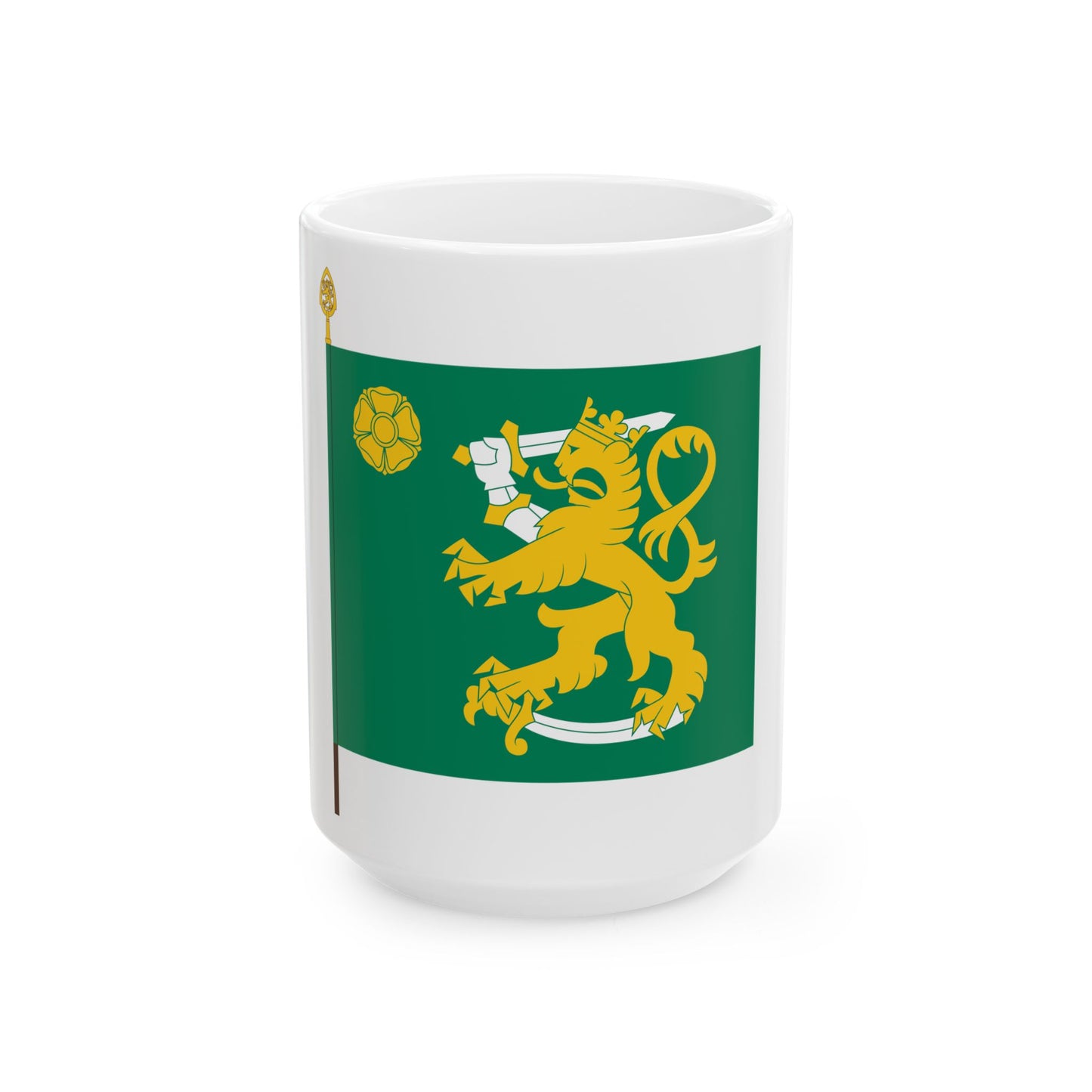 Maasotakoulun lippu (Finland) White Coffee Mug-15oz-Go Mug Yourself