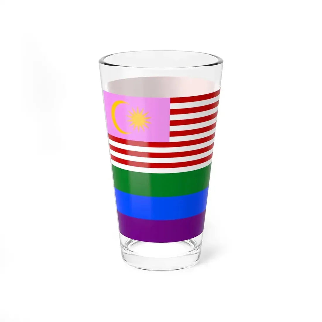 Malaysia Gay-pride Rainbow Flag (Malaysia) Pint Glass 16oz - Go Mug Yourself