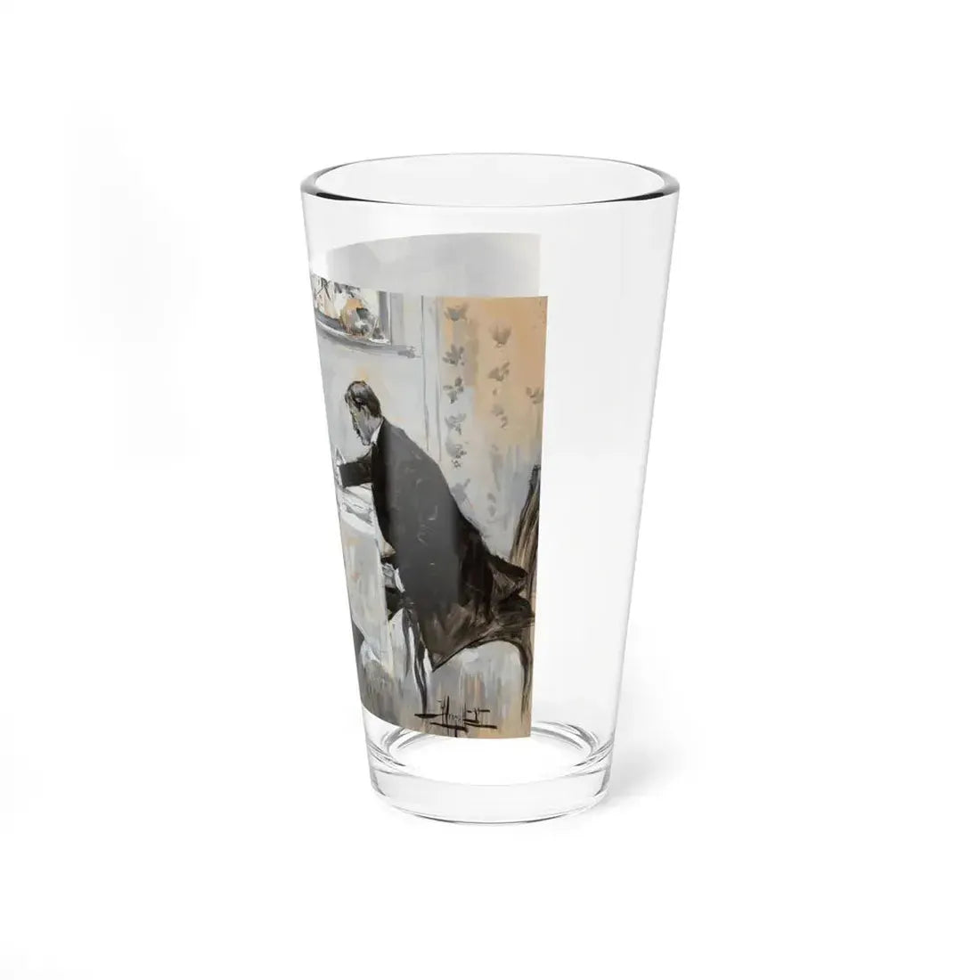 Man and Woman Dining, interior story illustration, 1894 - Pint Glass 16oz - Go Mug Yourself