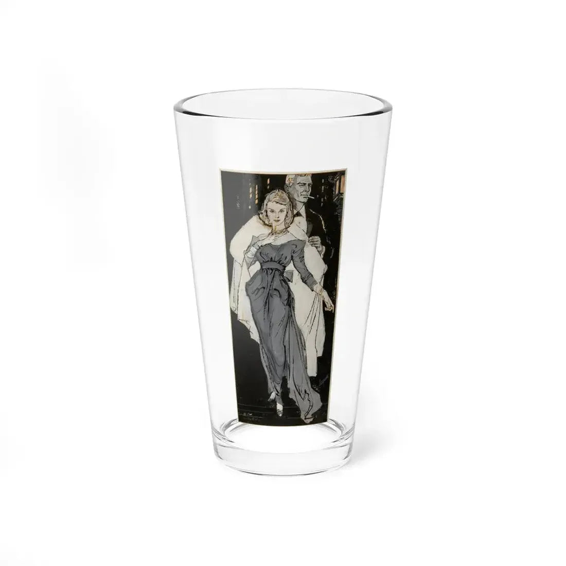 Man and Woman in Formalwear Illustration (undated) - Pint Glass 16oz 16oz - Go Mug Yourself