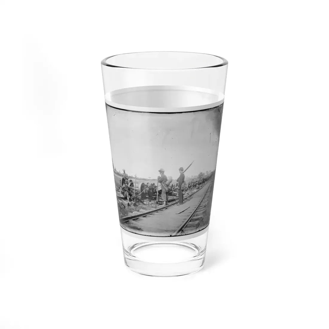 Manassas Junction, Va. Soldiers Beside Damaged Rolling Stock Of The Orange & Alexandria Railroad (U.S. Civil War) Pint Glass 16oz - Go Mug Yourself