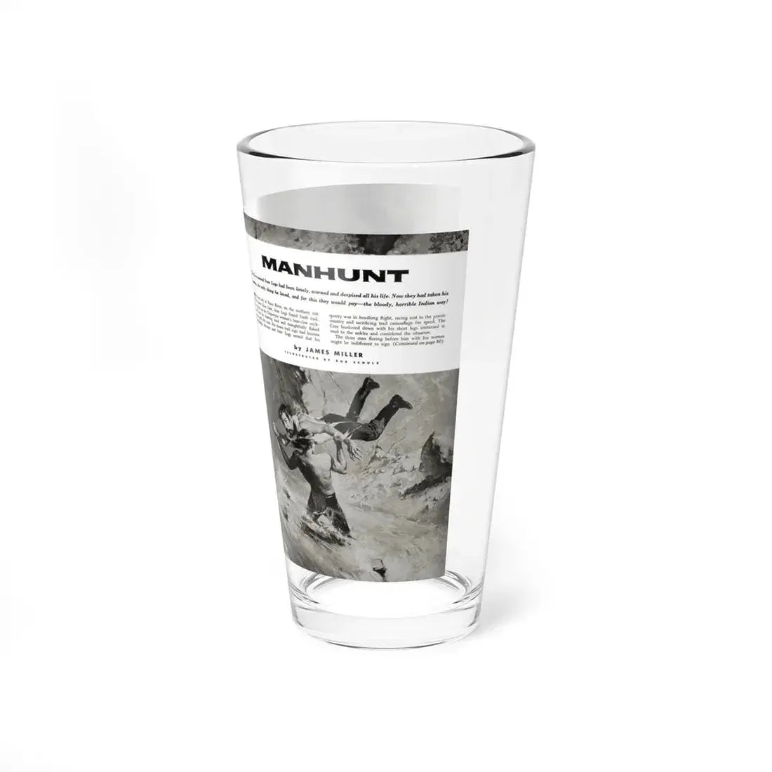 Manhunt, Adventure magazine, May 1957 - Pint Glass 16oz - Go Mug Yourself