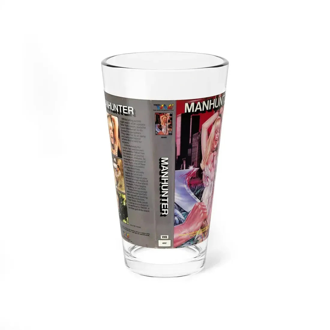 MANHUNTER TRANSWORLD ENTERTAINMENT (VHS COVER) Pint Glass 16oz 16oz - Go Mug Yourself