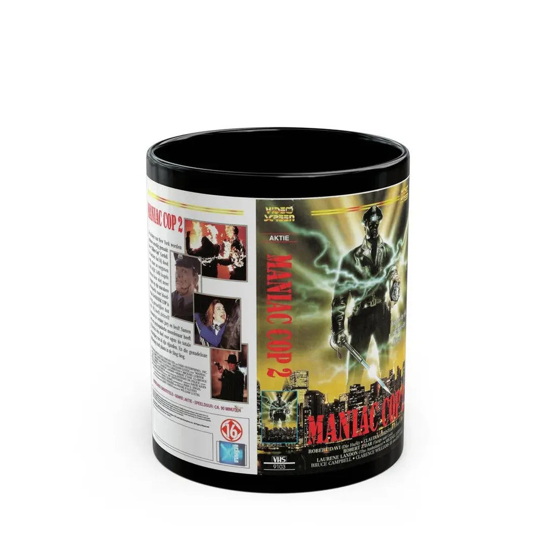 MANIAC COP 2 (VHS COVER) - Black Coffee Mug 11oz - Go Mug Yourself