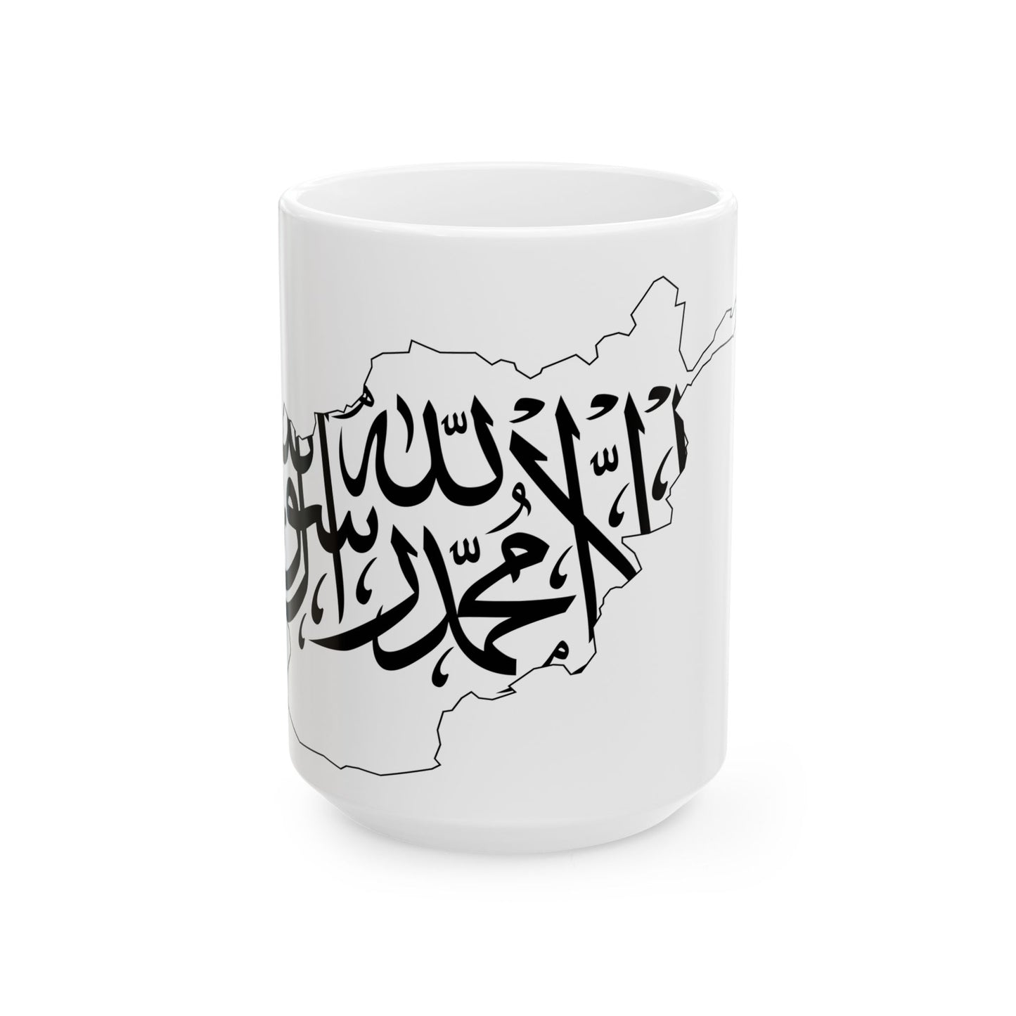 Map of Afghanistan with flag (Afghanistan) White Coffee Mug-15oz-Go Mug Yourself