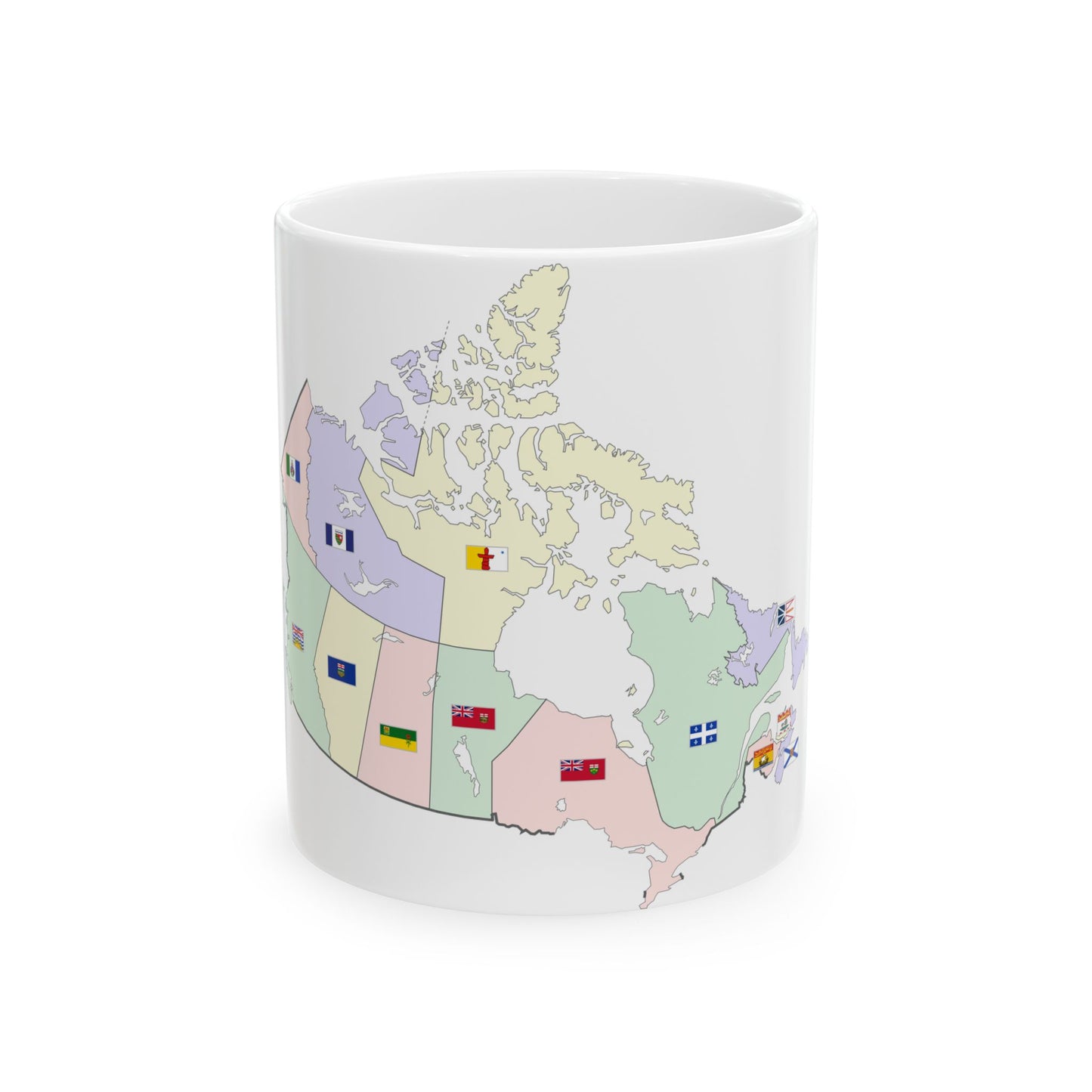 Map of Canada with flags (Canada) White Coffee Mug-11oz-Go Mug Yourself