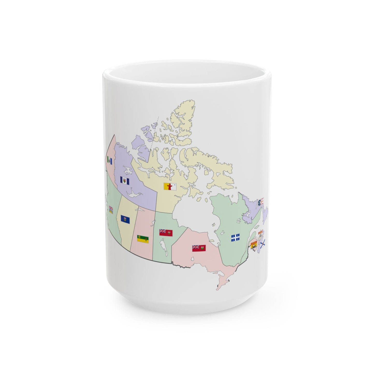 Map of Canada with flags (Canada) White Coffee Mug-15oz-Go Mug Yourself
