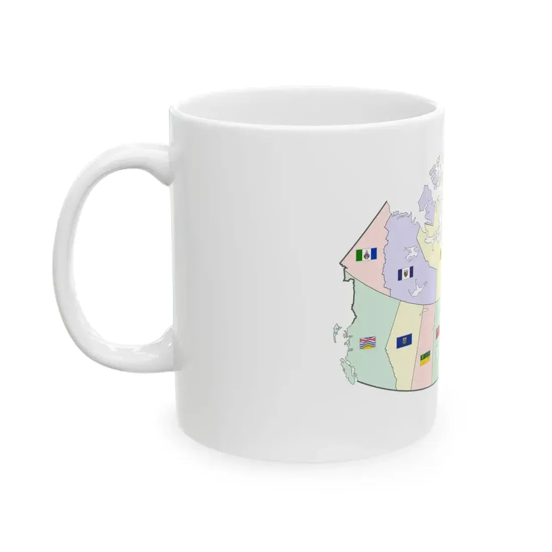Map of Canada with flags (Canada) White Coffee Mug - Go Mug Yourself