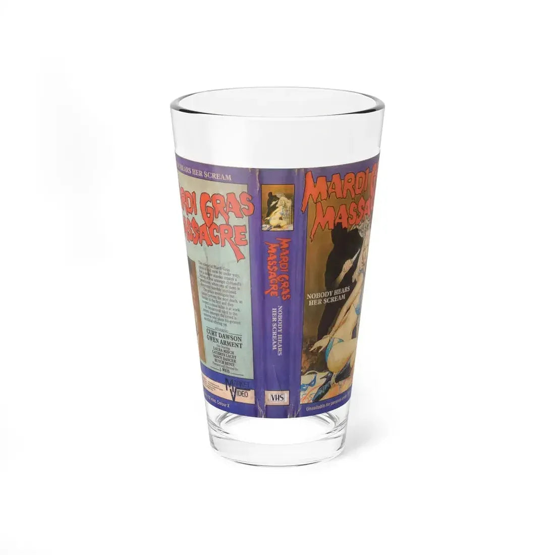 MARDI GRAS MASSACRE (VHS COVER) Pint Glass 16oz 16oz - Go Mug Yourself