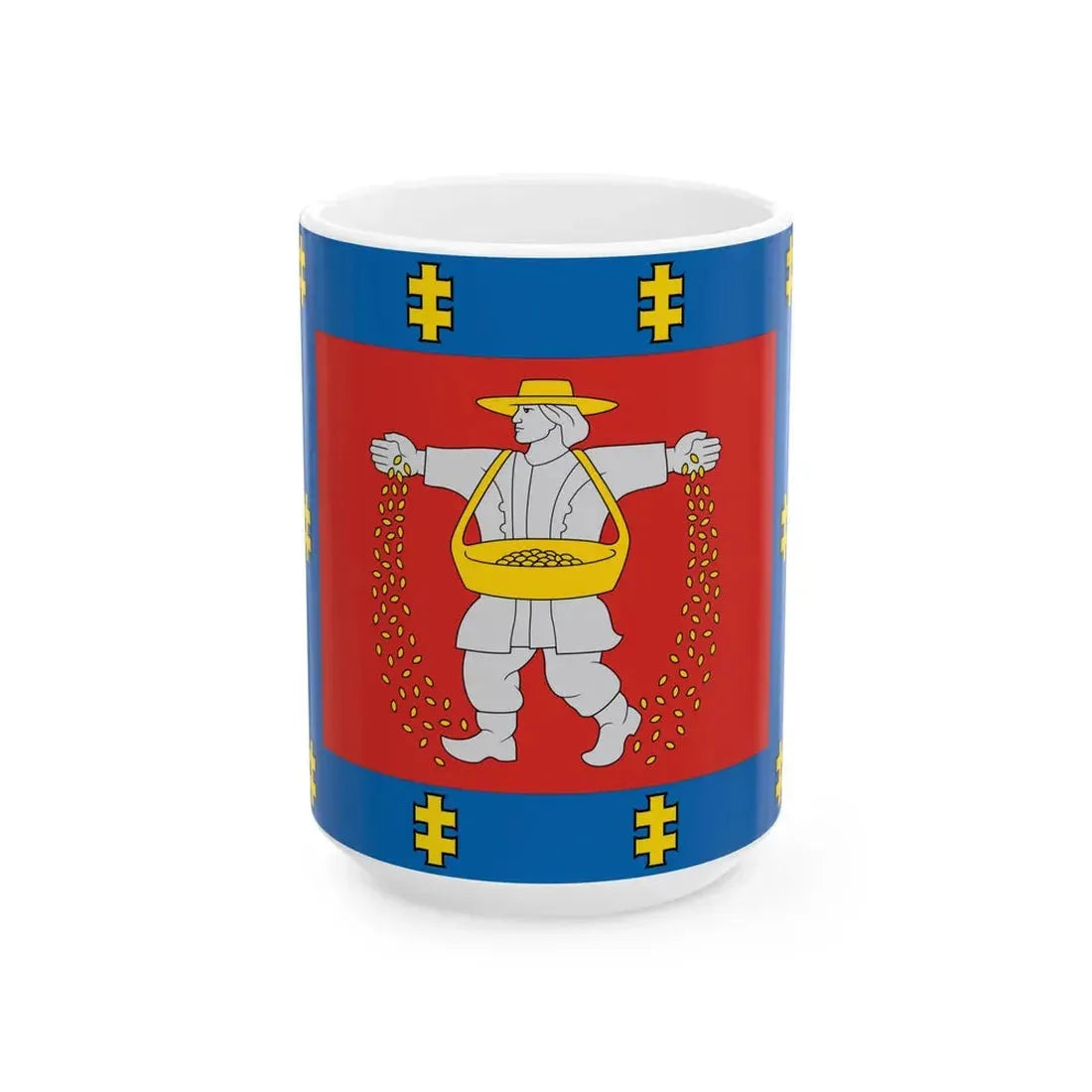 Marijampole County flag (Lithuania) White Coffee Mug 15oz - Go Mug Yourself
