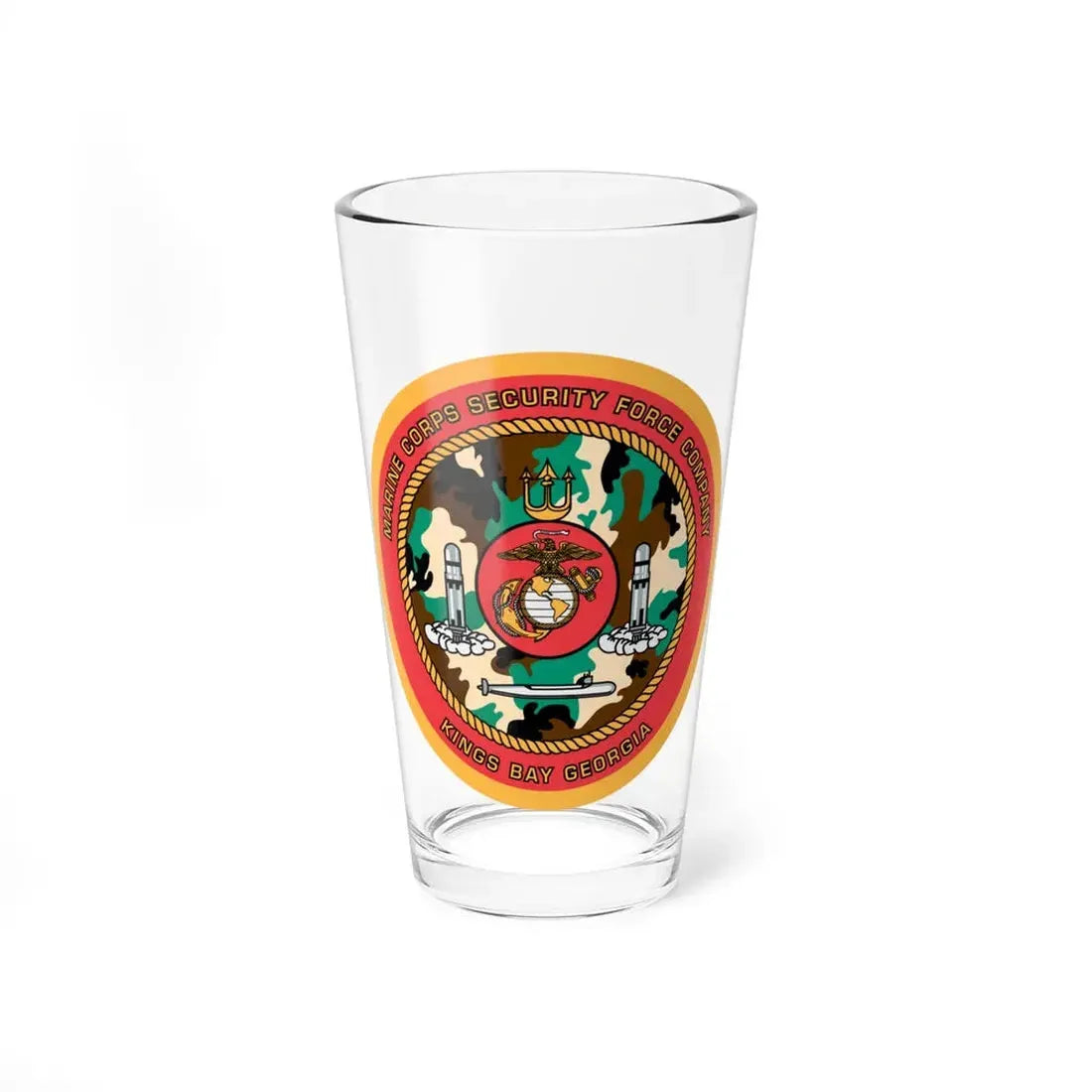 Marine Corps Security Force Company Kings Bay Georgia (USMC) Pint Glass 16oz 16oz - Go Mug Yourself