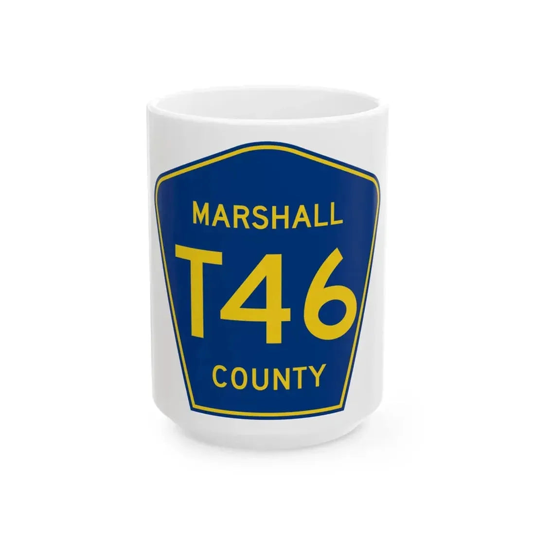 Marshall County Route T46 IA (Iowa) (Road Sign) White Coffee Mug 15oz - Go Mug Yourself