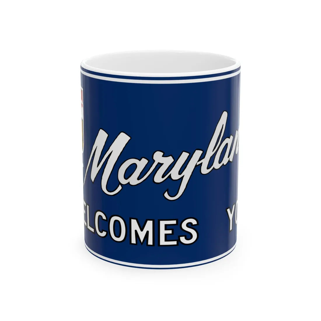 Maryland Welcomes You road sign c. October 1981 (Maryland) (Road Sign) White Coffee Mug 11oz - Go Mug Yourself