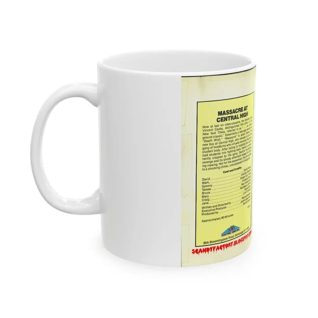 MASSACRE AT CENTRAL HIGH (VHS COVER) - White Coffee Mug - Go Mug Yourself