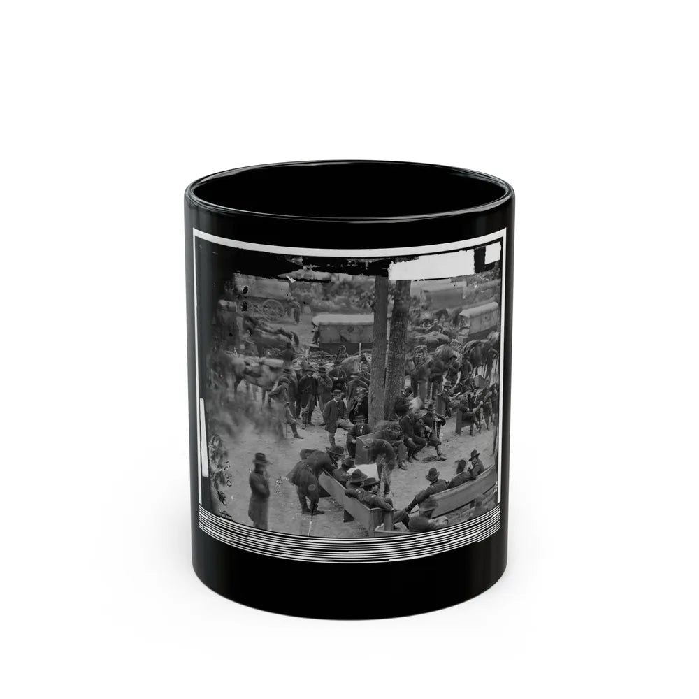 Massaponax Church, Va. Council Of War Gen. Ulysses S. Grant Examining Map Held By Gen. George G. Meade (U.S. Civil War) Black Coffee Mug-11oz-Go Mug Yourself