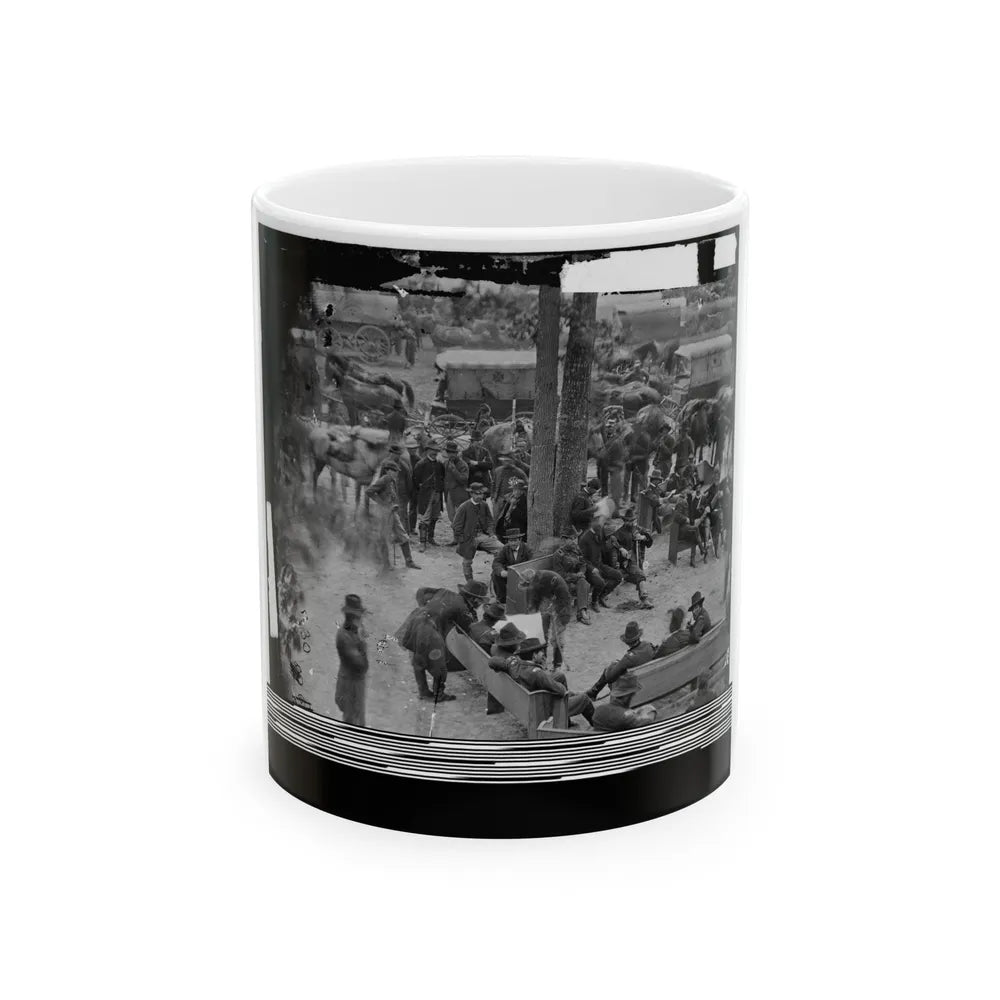 Massaponax Church, Va. Council Of War Gen. Ulysses S. Grant Examining Map Held By Gen. George G. Meade (U.S. Civil War) White Coffee Mug-11oz-Go Mug Yourself