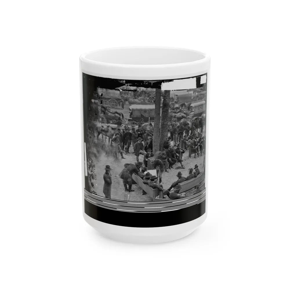 Massaponax Church, Va. Council Of War Gen. Ulysses S. Grant Examining Map Held By Gen. George G. Meade (U.S. Civil War) White Coffee Mug-15oz-Go Mug Yourself