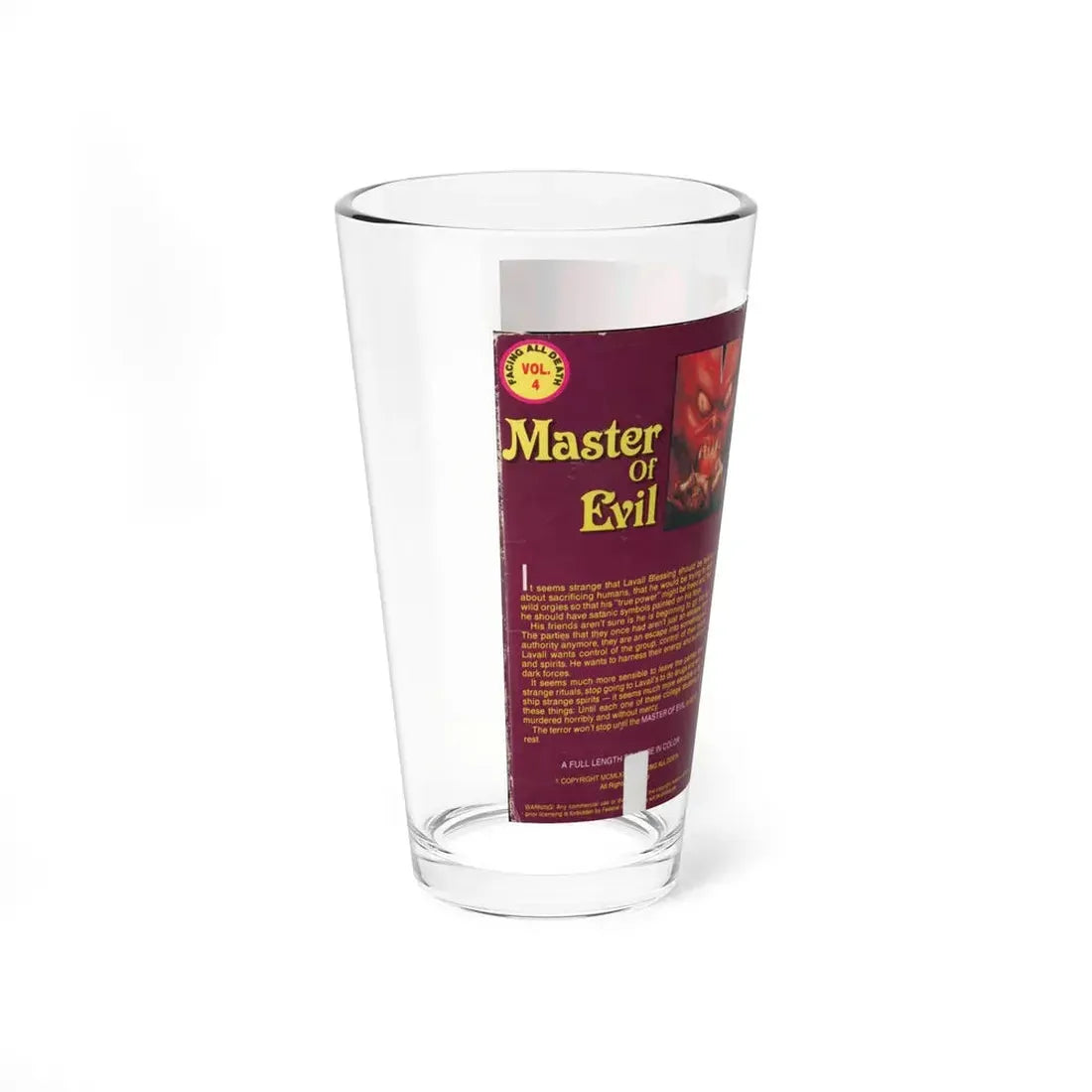 MASTER OF EVIL (VHS COVER) Pint Glass 16oz - Go Mug Yourself