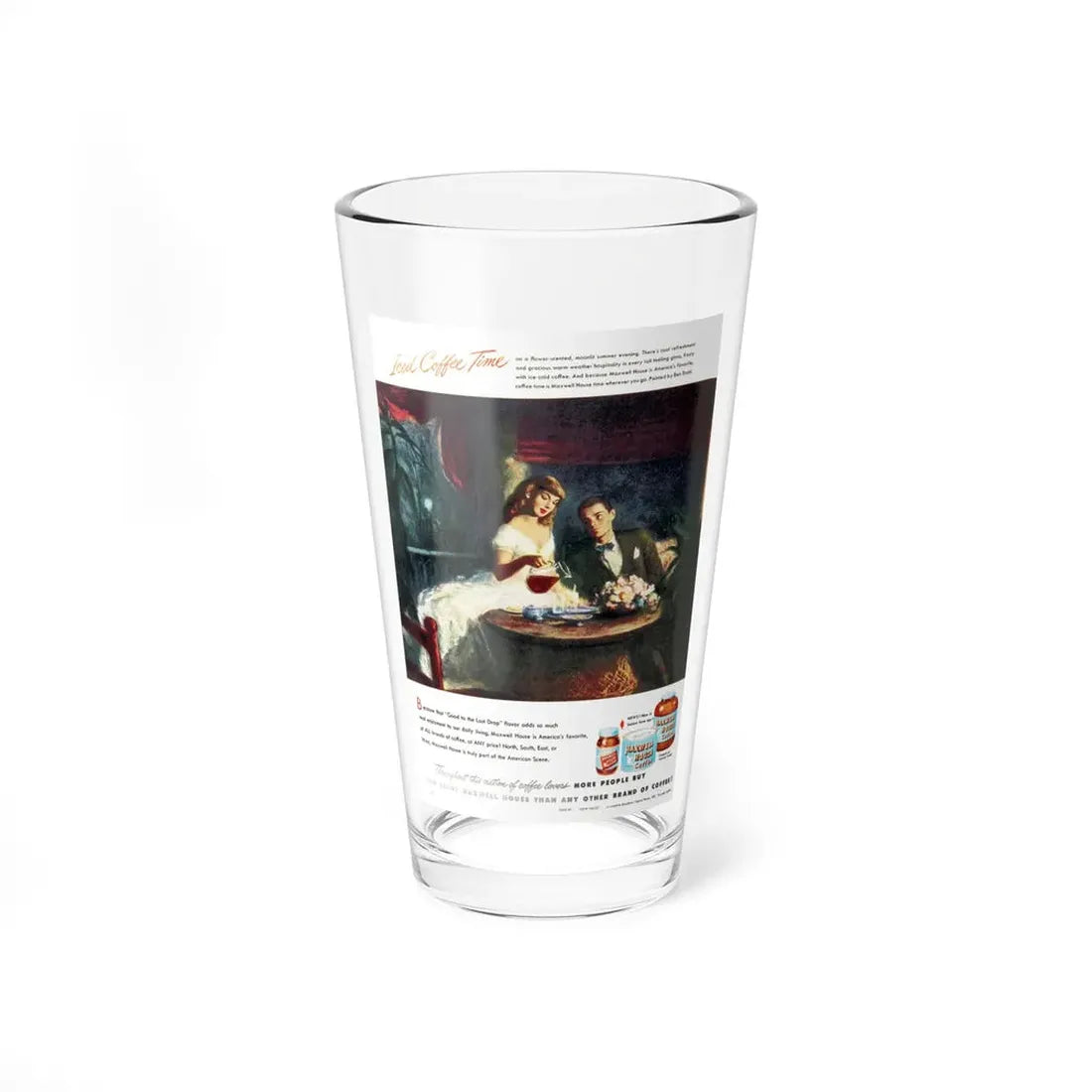 Maxwell House Coffee ad, Woman's Day, August 1948 (Magazine Illustration) Pint Glass 16oz 16oz - Go Mug Yourself