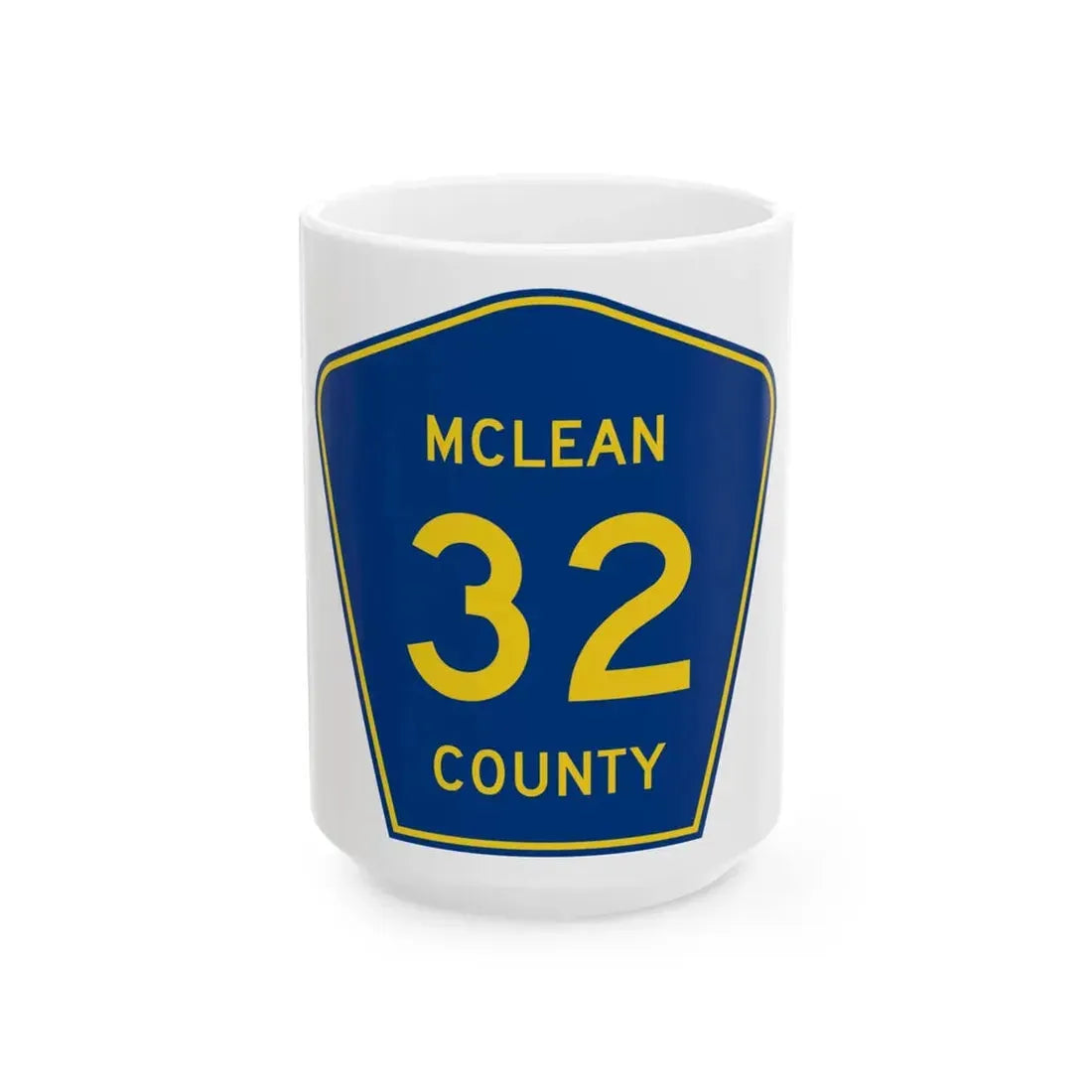 McLean County 32 (Illinois) (Road Sign) White Coffee Mug 15oz - Go Mug Yourself