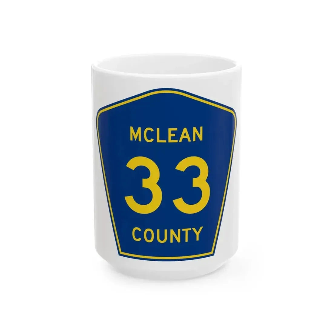 McLean County 33 (Illinois) (Road Sign) White Coffee Mug 15oz - Go Mug Yourself