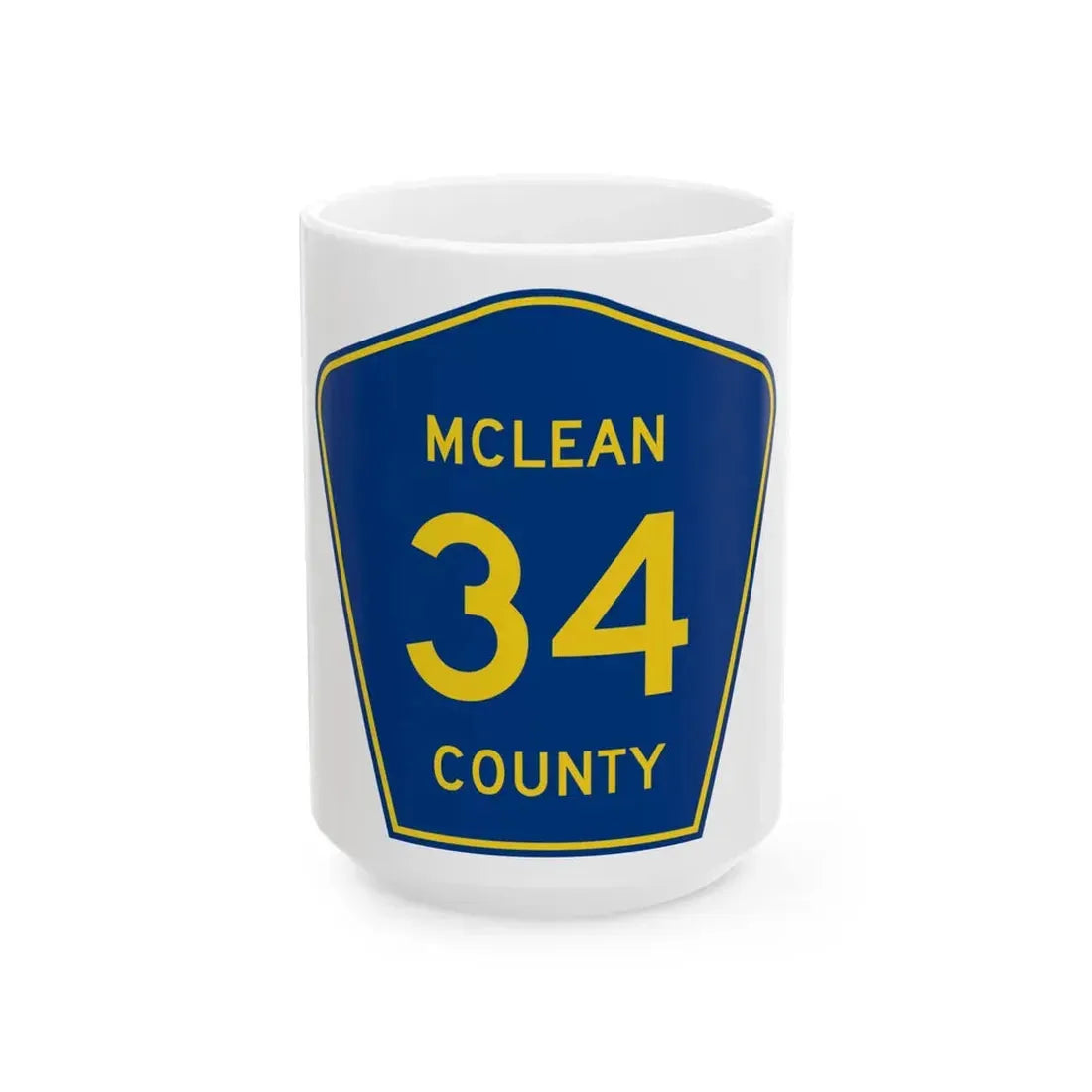 McLean County 34 (Illinois) (Road Sign) White Coffee Mug 15oz - Go Mug Yourself