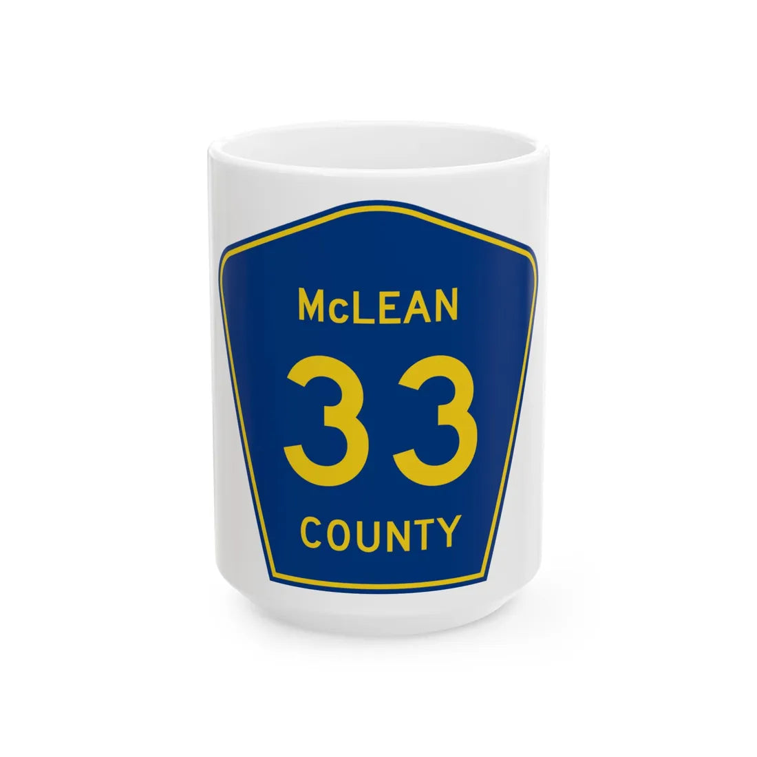 McLean County Route 33 ND (North Dakota) (Road Sign) White Coffee Mug 15oz - Go Mug Yourself