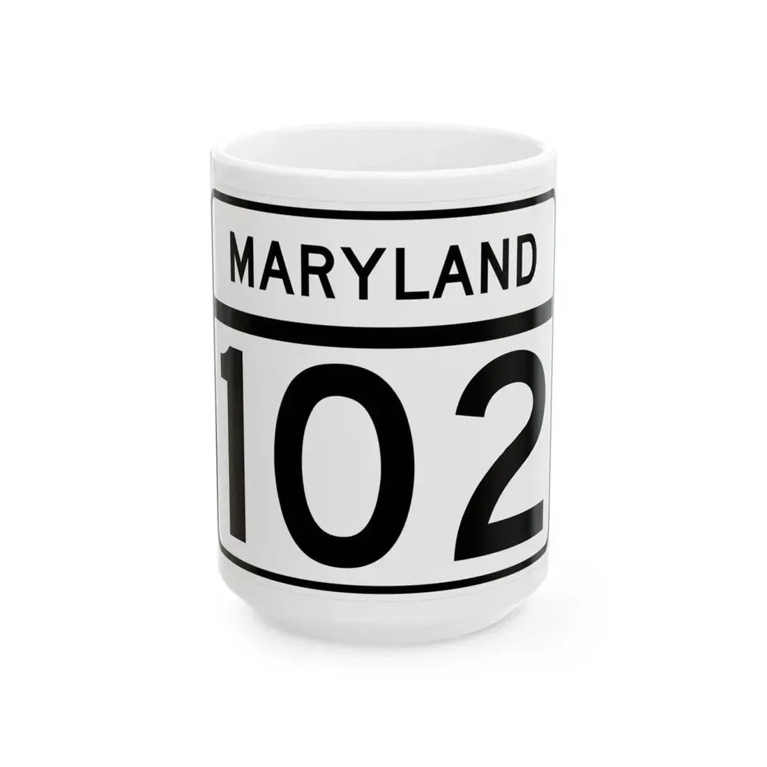 MD Route 102 (Maryland) (Road Sign) White Coffee Mug 15oz - Go Mug Yourself