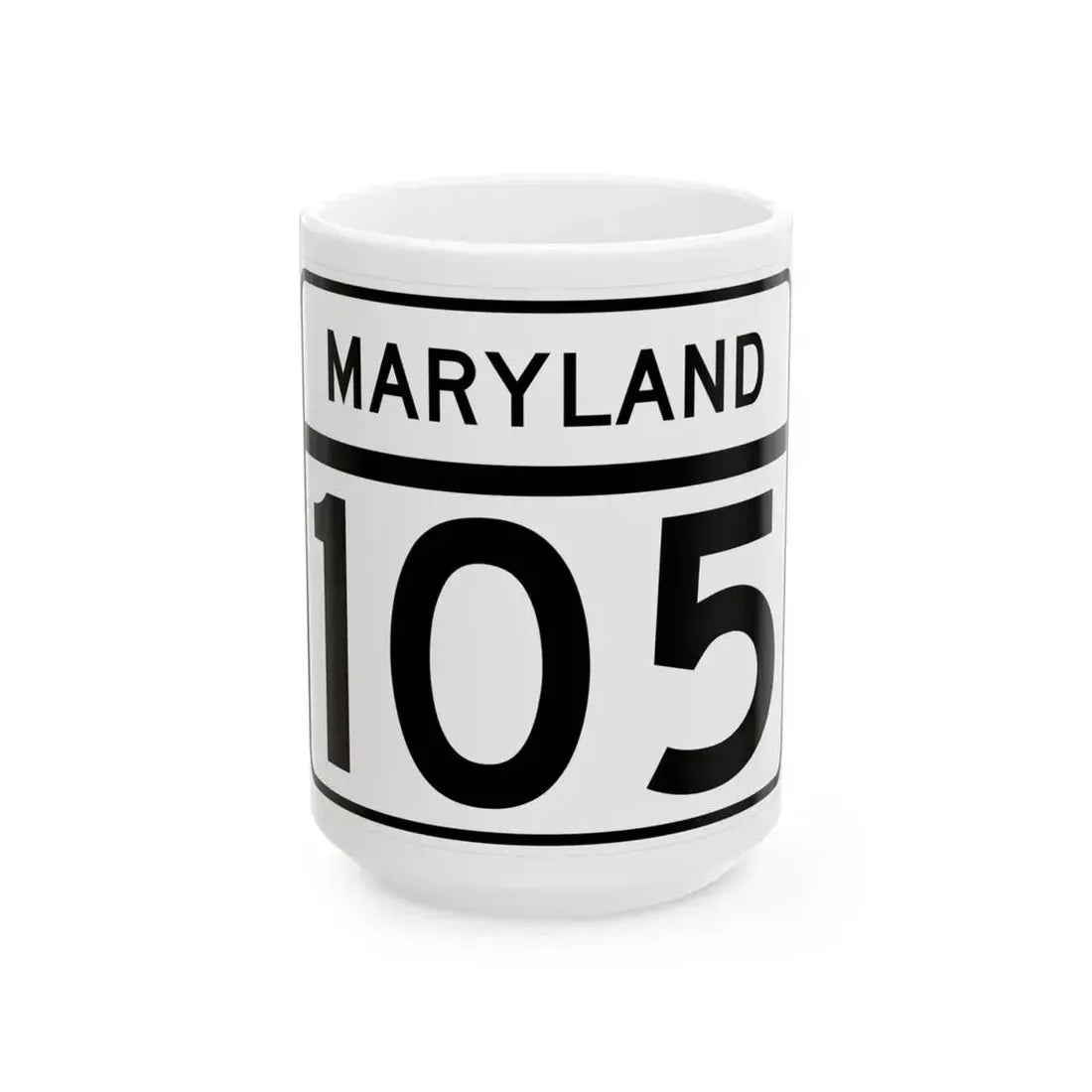 MD Route 105 (Maryland) (Road Sign) White Coffee Mug 15oz - Go Mug Yourself